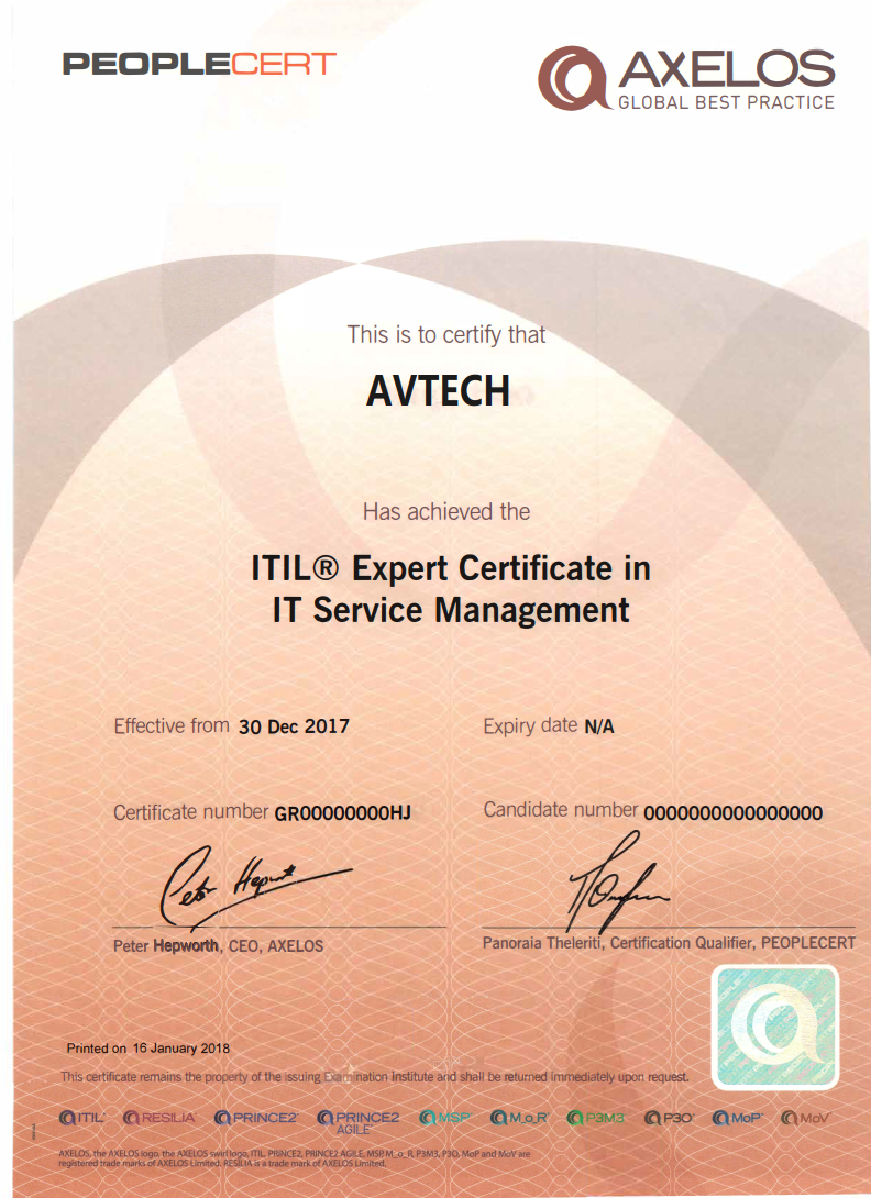 ITIL-Expert證書